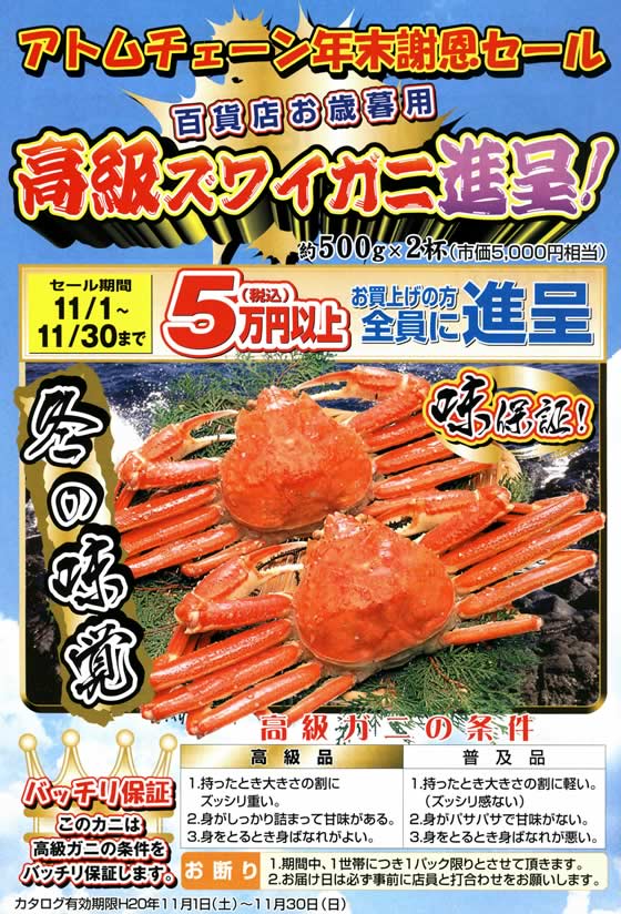 アトム電器チェーン特選カタログ11月のキャンペーン