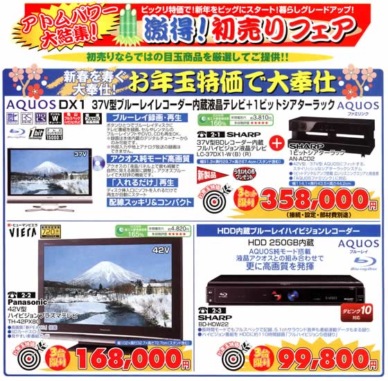 アトム電器チェーン特選カタログお年玉特価