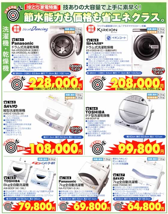 アトム電器チェーン特選カタログお年玉特価洗濯機