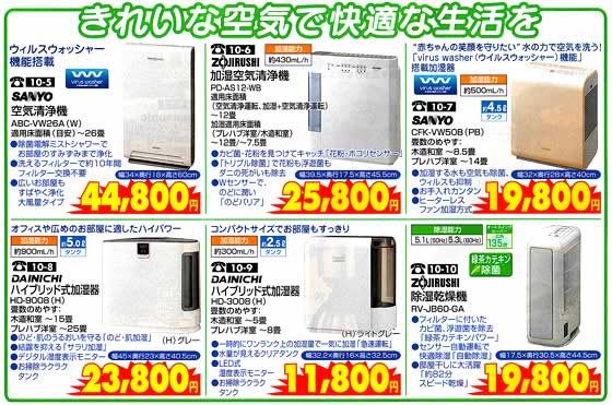 アトム電器チェーン特選カタログ空気清浄機