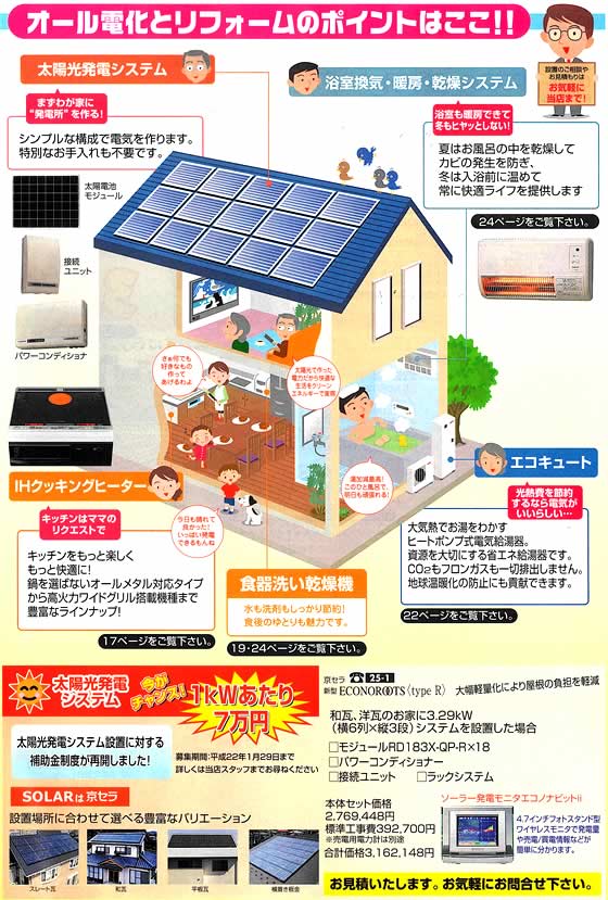 アトム電器チェーン特選カタログオール電化リフォームのワンポイント