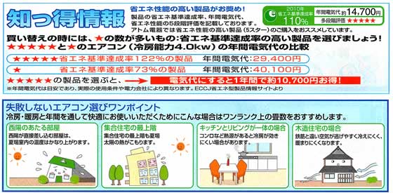 アトム電器チェーン特選カタログ エアコン知っ得情報