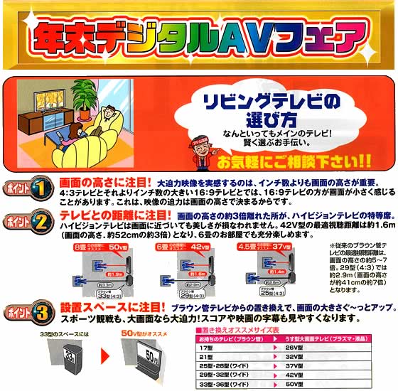 アトム電器チェーン特選カタログ 年末AVデジタルフェア・リビングテレビの選び方