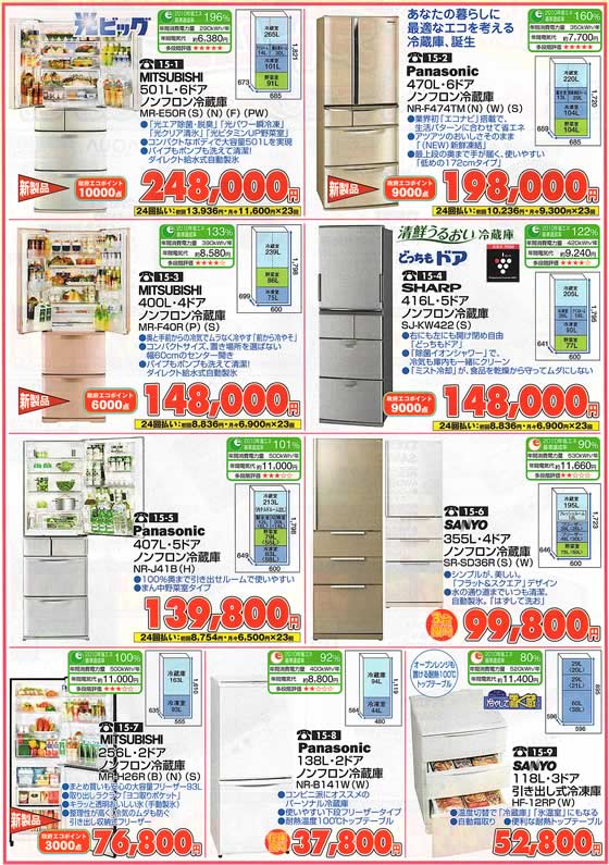アトム電器チェーン特選カタログ 省エネ先進家電特集・冷蔵庫02