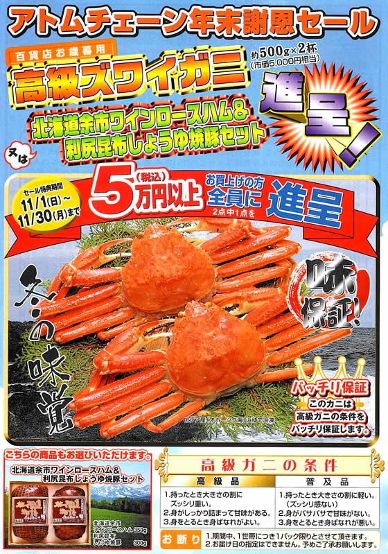 アトム電器チェーン特選カタログ 11月のキャンペーン