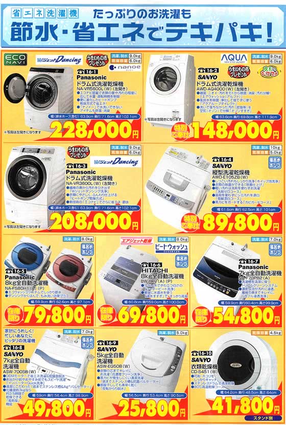 アトム電器チェーン特選カタログ 節水清潔洗濯機