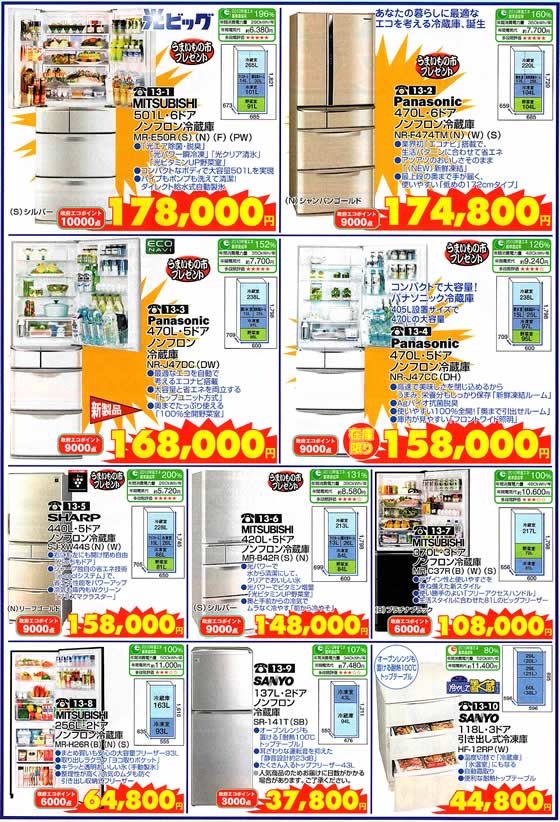 アトム電器チェーン特選カタログ エコポイントと省エネで冷蔵庫特集02