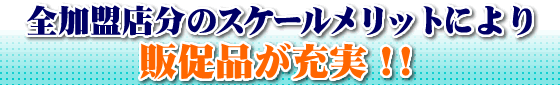 アトム電器チェーン全加盟店分のスケールメリットにより、販促品が充実!!